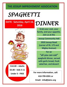 Spaghetti Dinner Flyer - April 16, 2016